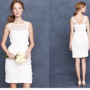 J. Crew Wedding Rose Flower Dress White Size 8